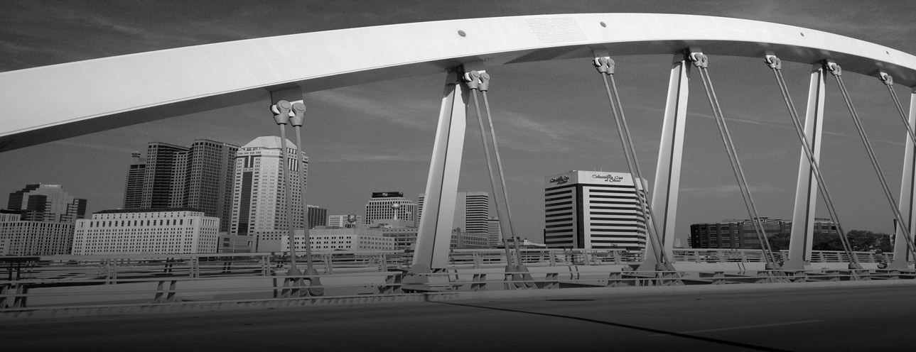 Columbus bridge and skyline brand background